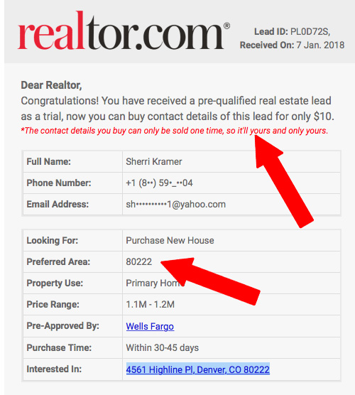 buying leads from realtor com
